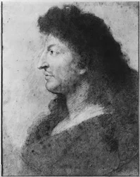 Ritratto di Luigi XIV di profilo, con collo scoperto e capelli lunghi, c.1678